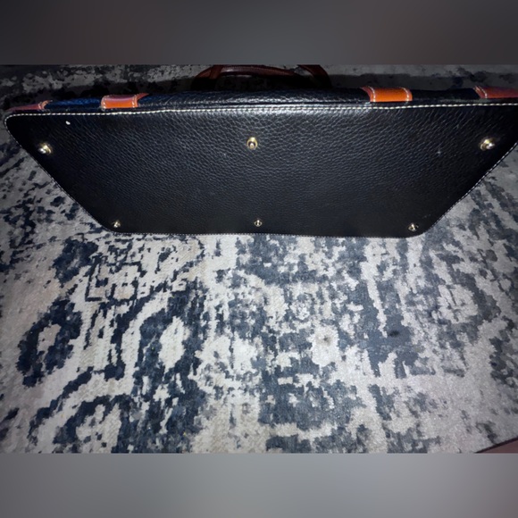 Dooney & Bourke Leather Satchel and Coin Purse Black Brown Trim Gold Hardware - Picture 5 of 11